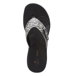 Clarks Women's Breeze Sea Flip-Flop, Black/White Zebra Synthetic, 7