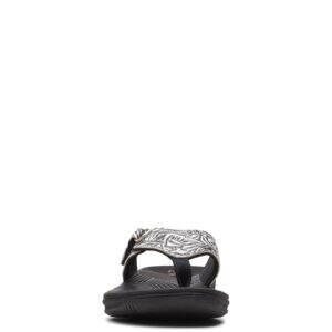 Clarks Women's Breeze Sea Flip-Flop, Black/White Zebra Synthetic, 7