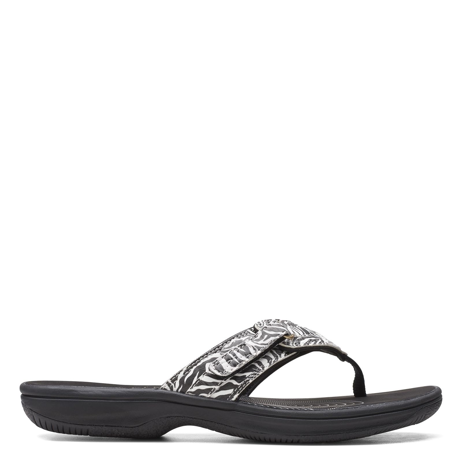 Clarks Women's Breeze Sea Flip-Flop, Black/White Zebra Synthetic, 7