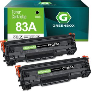greenbox compatible toner cartridge cf283a replacement for hp 83a cf283a 83x cf283x for pro m201dw m201n m201 m125 m125nw m127fn m127fw m225dn m225dw printer (2 black, high-yield)