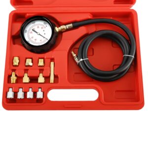 btshub engine oil pressure tester gauge and transmission fluid diagnostic test tool kit, 500 psi / 35 bar gauge with adapters case