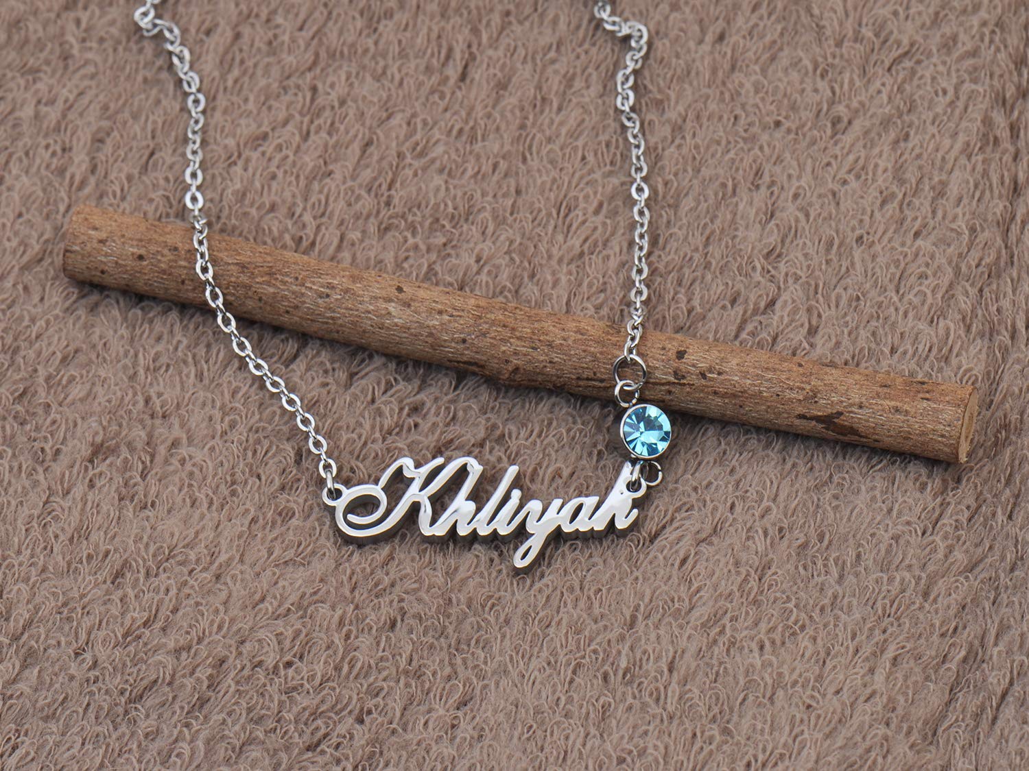 Custom Family Name Necklace Torin with Birthstone in Silver Gold