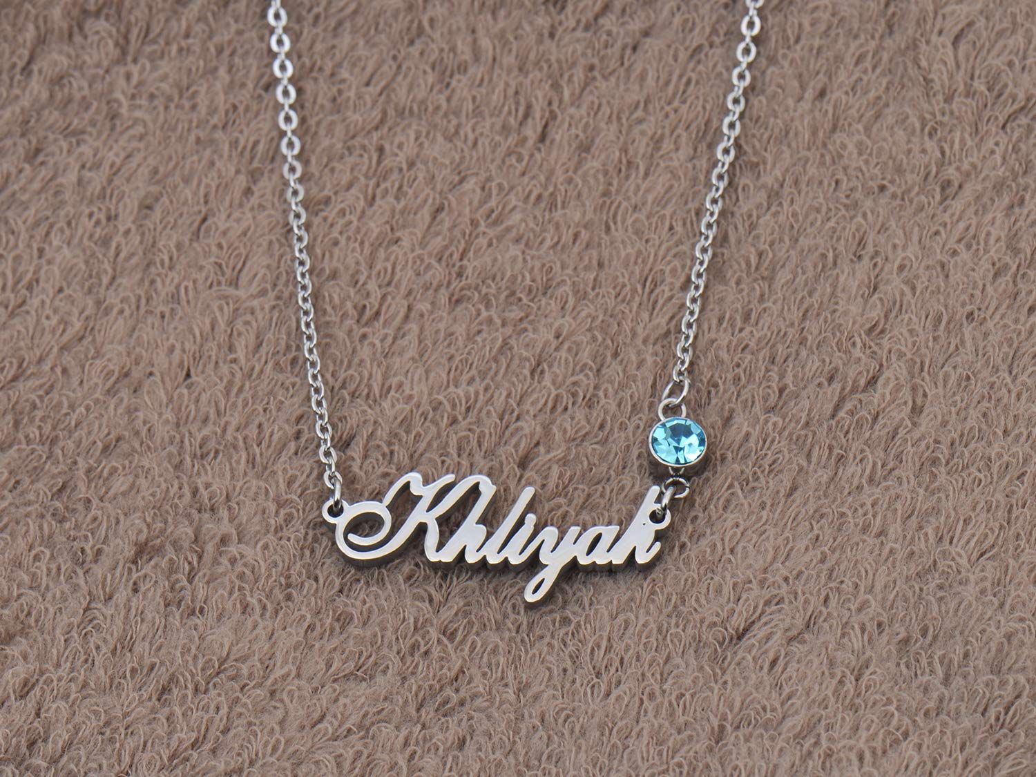 Custom Family Name Necklace Torin with Birthstone in Silver Gold