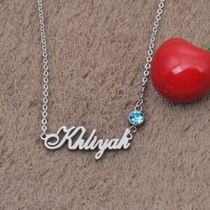 Custom Family Name Necklace Torin with Birthstone in Silver Gold