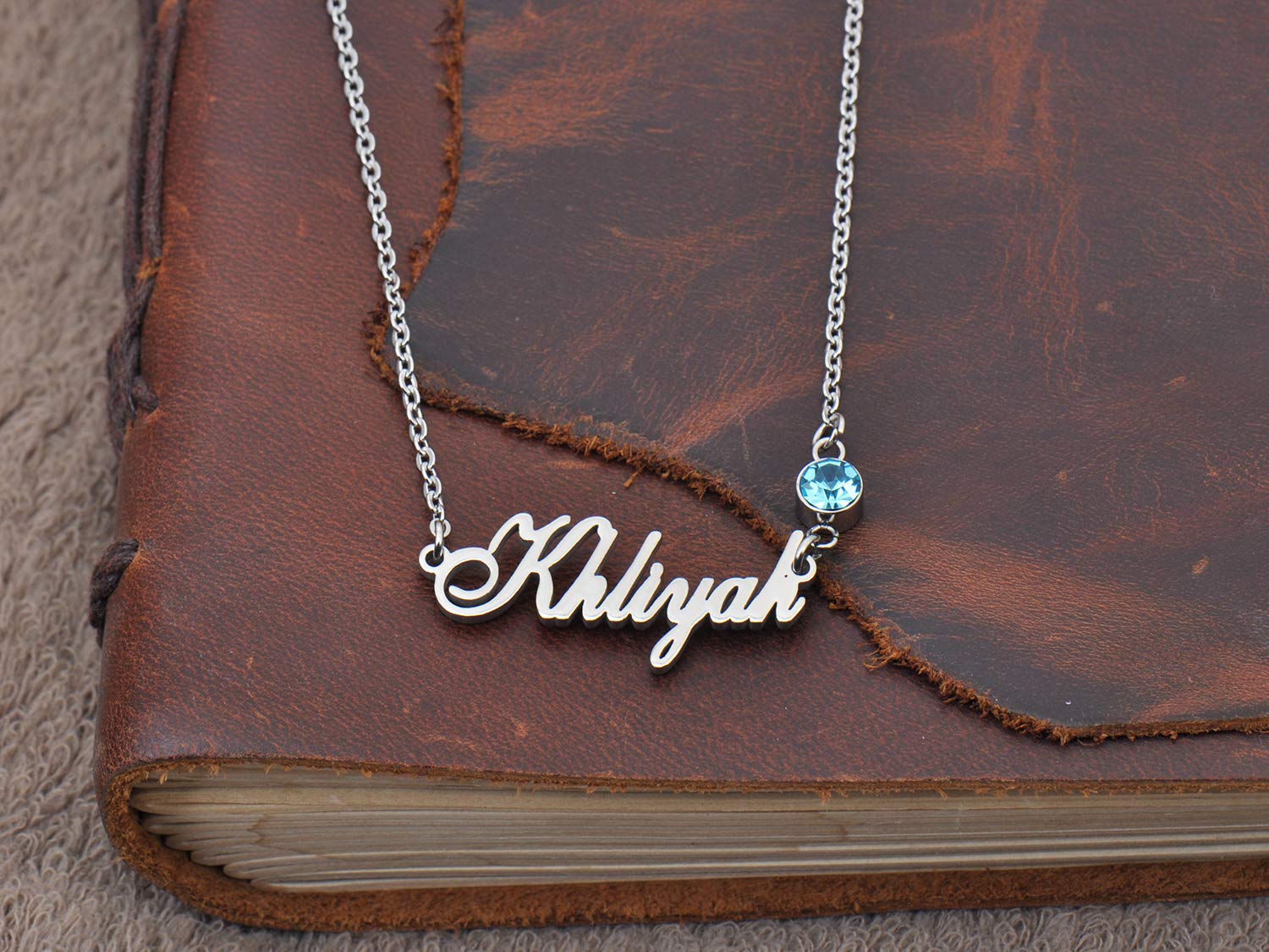 Custom Family Name Necklace Torin with Birthstone in Silver Gold