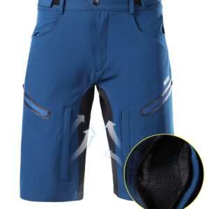 ARSUXEO Mens Bike Shorts,Cycling Shorts,Mountain Bike Shorts MTB Shorts Loose Fit with Moisture-Wicking Waistband Dark Blue Size Medium