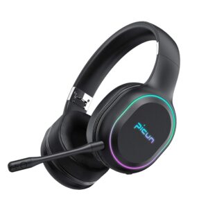 meseto wireless bluetooth noise cancelling headphones with microphone, foldable over-ear headset with comfortable protein earpads, 60 hours playtime, for travel/work, black
