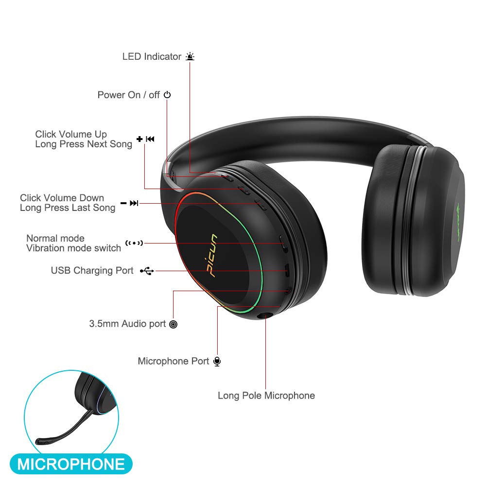 Meseto Wireless Bluetooth Noise Cancelling Headphones with Microphone, Foldable Over-Ear Headset with Comfortable Protein Earpads, 60 Hours Playtime, for Travel/Work, Black