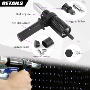 Swpeet 211Pcs Black Alloy Steel Electric Rivet Gun Adapter Kit, Including 2.4/3.2/4.0/4.8mm Diameter Rivet Head and Handle Wrench with 500Pcs Aluminum Blind Rivet Kit