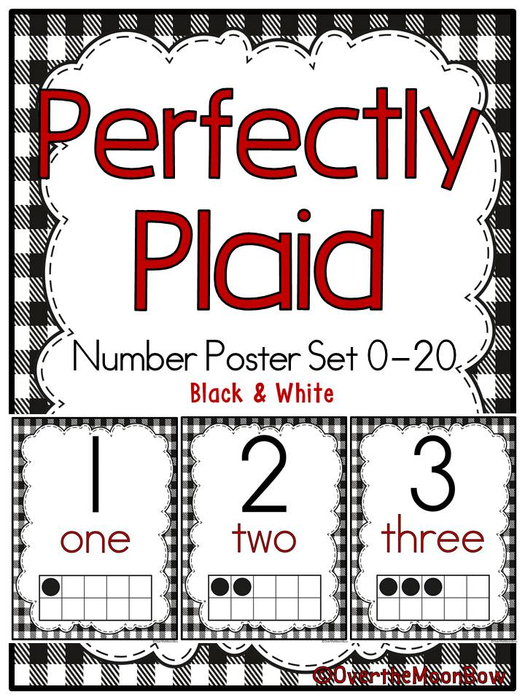 Perfectly Plaid | Black & White | Number Poster Set