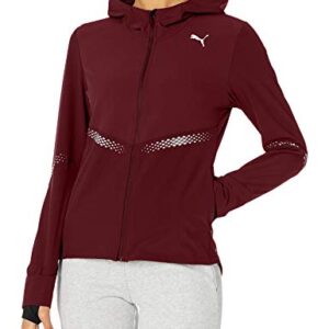 PUMA Women's Runner ID Hooded Jacket, Burgundy, XS