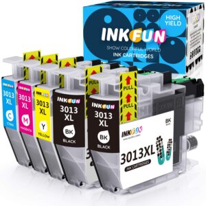 inkfun compatible with brother lc3013 ink cartridges lc-3013 lc3011 lc-3011replacement for brother mfc-j491dw mfc-j895dw mfc-j690dw mfc-j497dw printer,5-pack(2 black,1 cyan,1 magenta,1 yellow)