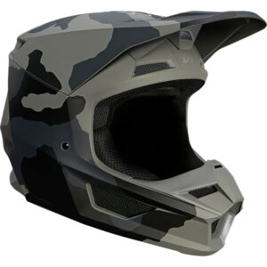 fox racing youth v1 core motocross helmet, trev black camo, small