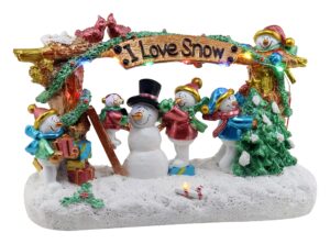 christmas village building a snowman - pre-lit tabletop snow village - perfect addition to your christmas indoor decorations & christmas village displays