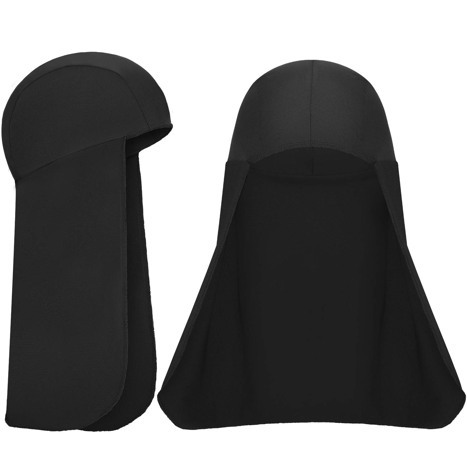 2 Packs Cooling Skull Cap Elastic Sun Shade Hat Neck (Black)