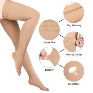 Thigh High 20-32 mmHg Compression Stocking Toeless Compression Socks for women & men circulation with Silicone Dot Band