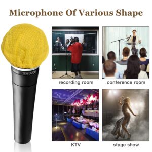 Akamino 400 Pieces Disposable Microphone Cover - Sanitary Non-Woven Handheld Karaoke Windscreen Mic Cover for KTV Recording Room Stage Performance, 3 Inch, Yellow and Red