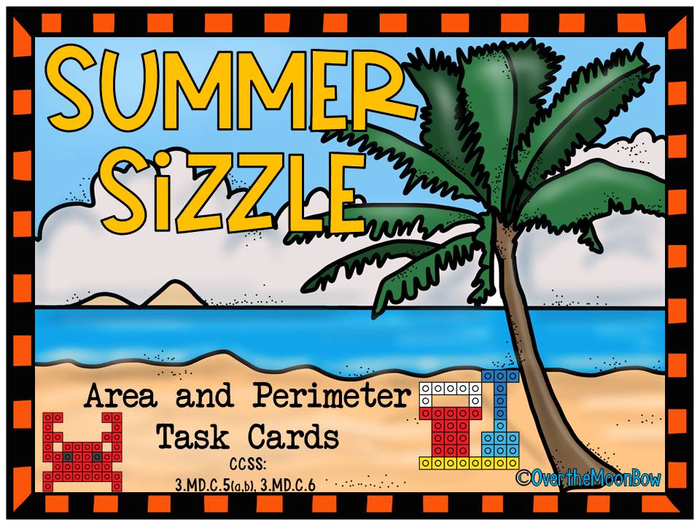 Summer Sizzle | Area & Perimeter Task Card Activity Pack