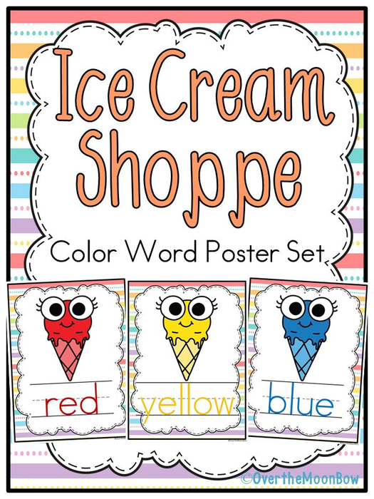 Ice Cream Shoppe | Bright Pastels | Color Words Poster Set