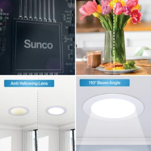 Sunco Lighting 6 Pack 4 Inch Ultra Thin LED Recessed Ceiling Lights Slim, 6000K Daylight Deluxe, Dimmable, 10W, Wafer Thin, Canless with Junction Box