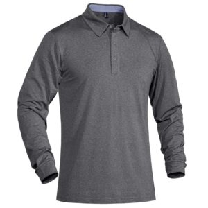 tacvasen hiking long sleeve golf polo shirts quick dry performance athletic casual t-shirt grey, l