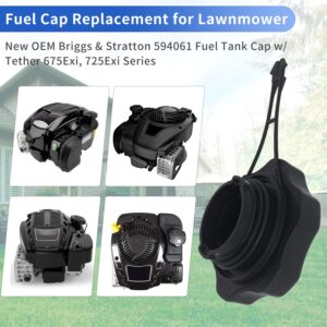 shiosheng 2pcs Fuel Tank Cap Gas Cap 594061 Fit for Lawn Mower for B& S w/Tether 675Exi, 725Exi Series