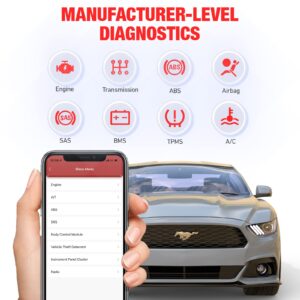 THINKCAR Thinkdiag Mini Full System Bluetooth OBD2 Scanner, ABS SRS TPMS BMS AC Transmission Car Diagostic Scan Tool Airbag Engine Code Reader with SAS ABS Bleeding 15 Reset Service