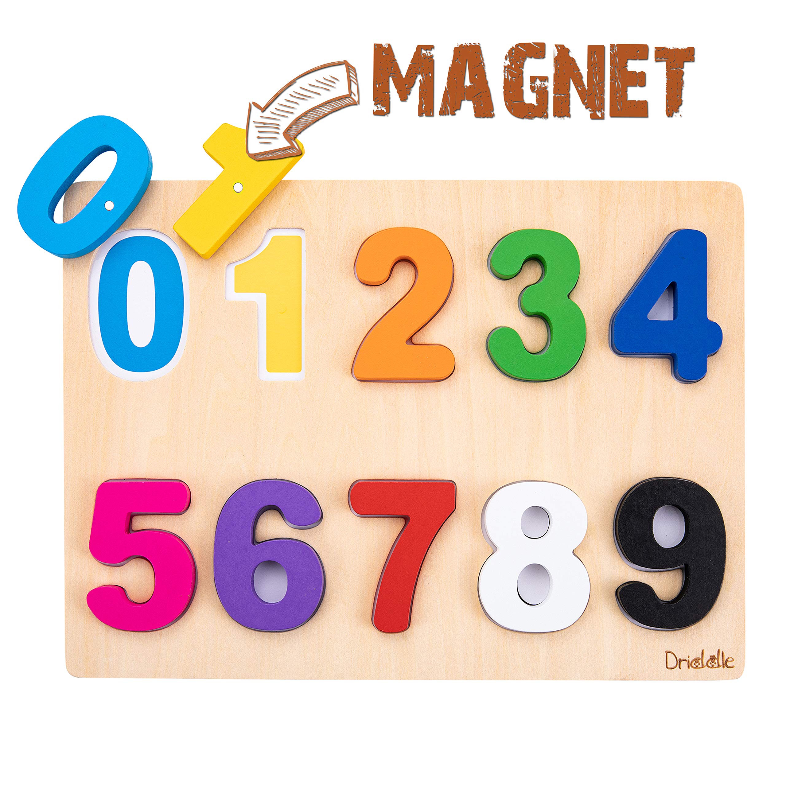 Magnetic Wooden Educational Number Puzzle - Learn Numbers & Color Recognition Toy – Toddler Preschool Game – Kids Montessori Education