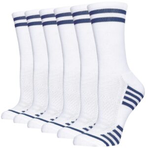 FUNDENCY Women's Athletic Crew Socks 6 Pack, Running Breathable Cushion Socks with Arch Support