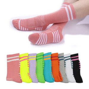 FUNDENCY Women's Athletic Crew Socks 6 Pack, Running Breathable Cushion Socks with Arch Support