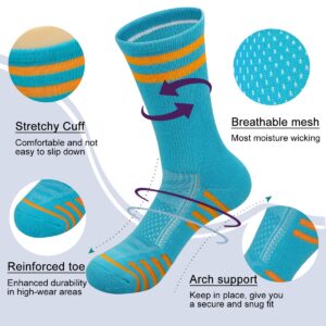 FUNDENCY Women's Athletic Crew Socks 6 Pack, Running Breathable Cushion Socks with Arch Support