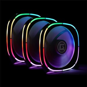 apexgaming f601 eye of lightning midtower gaming case pre-installed led rgb strip and rgb cooling fan/clear tempered glass sidepanel, duskfilter & rear cooling fan