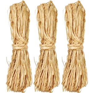 creatrill natural raffia paper ribbon, 3 x40g paper raffia ribbon perfect for florist bouquets weaving decoration christmas raffia gift wrap