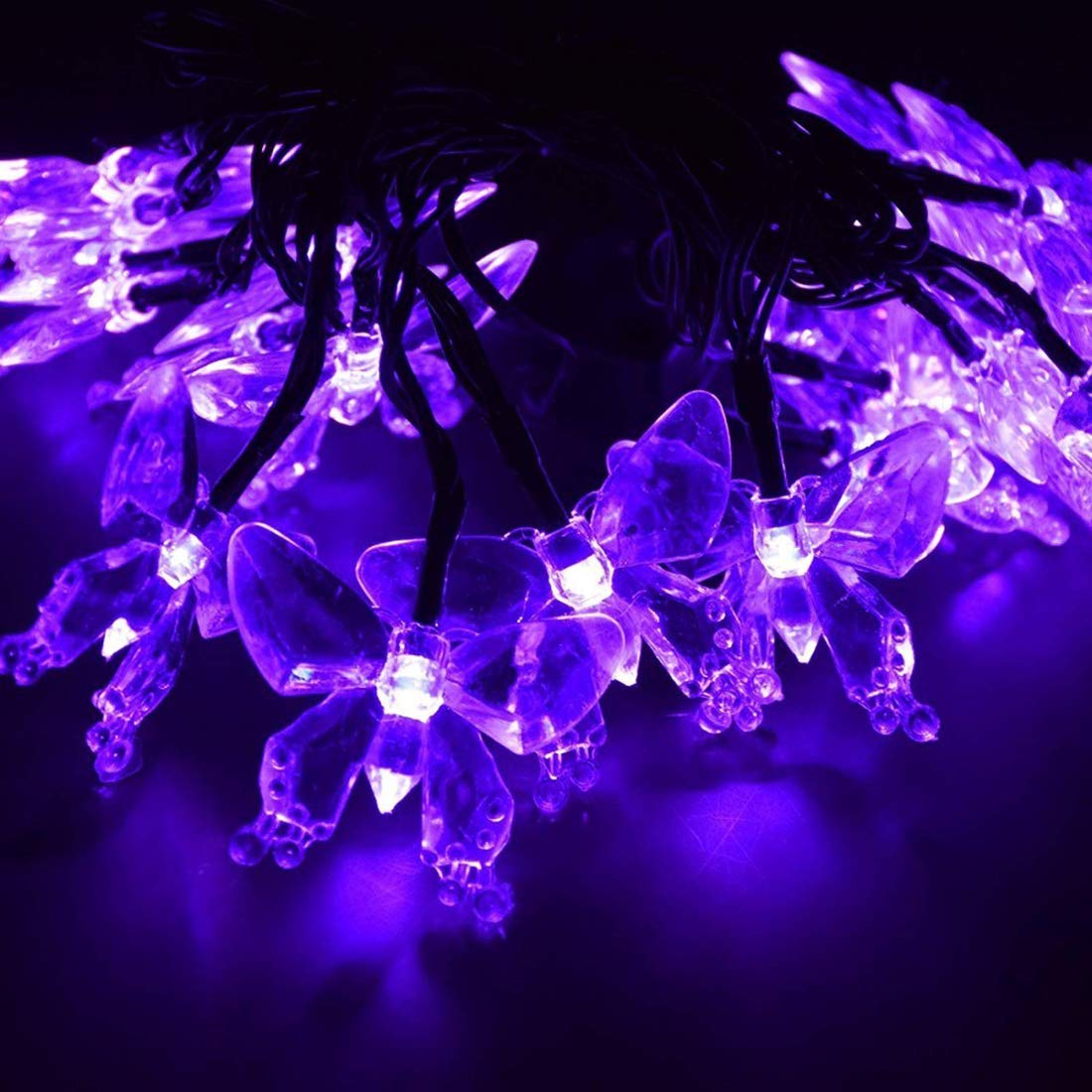 WONFAST Solar Butterfly String Lights, Waterproof 23FT 50LED Butterfly Solar Powered Fairy String Lights 8 Mode for Outdoor Indoor Garden Home Wedding Party Christmas Lighting Decorations (Purple)