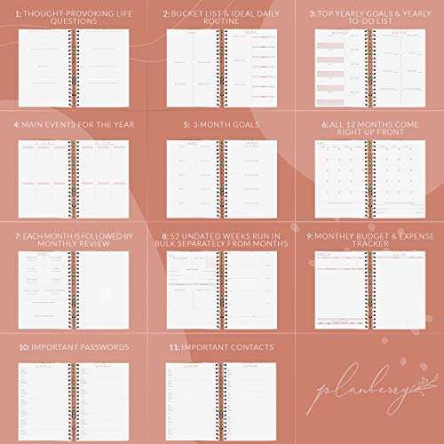 PLANBERRY Large Weekly Planner Premium – Undated Life & Budget Planner – Organizer & Productivity Journal, 8x10.4″ (African Terracotta)