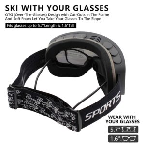 OULAIQI Ski Goggles,Snow Goggles for Men Women Youth UV400 Protection Frameless OTG Snowboard Goggles for Skiing Climbing Snowmobiling Skating