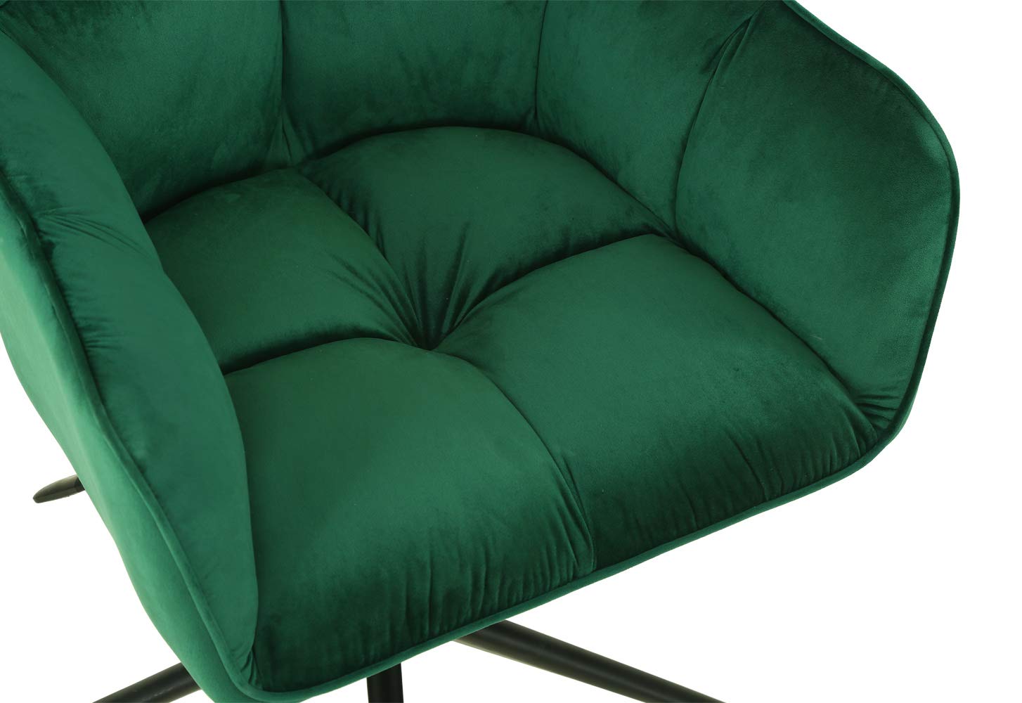 Home Office Desk Chairs Swivel,Comfort Velvet Task Chairs with Arms and Wheels, Adjustable Height, Big Accent SwivelChairs for Living Room and Bedroom (Padded Green)