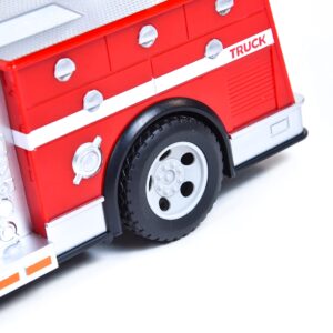 Sunny Days Entertainment Maxx Action 12’’ Large Fire Truck – Lights and Sounds Vehicle with Extendable Ladder | Motorized Drive and Soft Grip Tires | Red Firetruck Toys for Kids 3-8