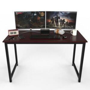 Halter Computer Desk for Home Office 47” Work Table Easy Assembly Cherry Desk Black Frame