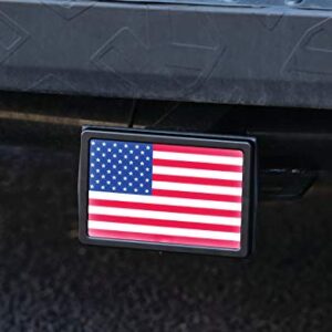 Kuryakyn 2893 Motorcycle Lighting Accessory: Freedom Flag LED Receiver Hitch Cover for 1-1/4" and 2" Hitches, Black