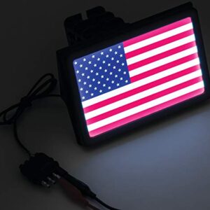 Kuryakyn 2893 Motorcycle Lighting Accessory: Freedom Flag LED Receiver Hitch Cover for 1-1/4" and 2" Hitches, Black