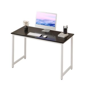 halter computer desk for home office 47” work table easy assembly black desk white frame