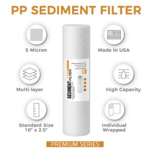 iSpring F4AKUS Standard 6-Stage Reverse Osmosis RO Systems 6-Month Replacement Cartridge Pack Set, w/Sediment, CTO, GAC and Alkaline Mineralization, pH+, 10" X 2.5", Fits PH100, RCC7AK, Made in USA