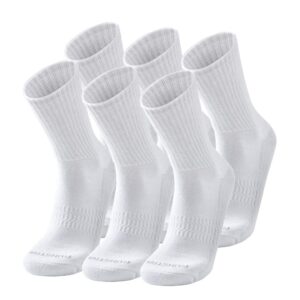 rsz men’s cotton moisture wicking control breathable performance athletics cushioned crew socks(white l)