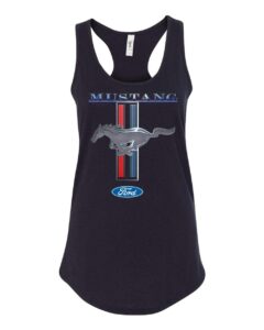 ford mustang pony and stripes ladies racerback tank top women lady car auto automobile racing-black-xs