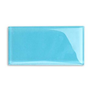 contempo turquoise 3 in. x 6 in. polished glass wall tile sample