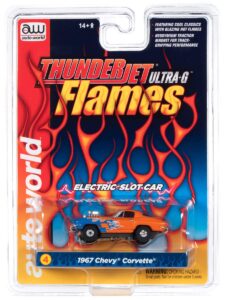 auto world flames - thunderjet - release 29 - 1967 chevrolet corvette w/ blower scale slot car