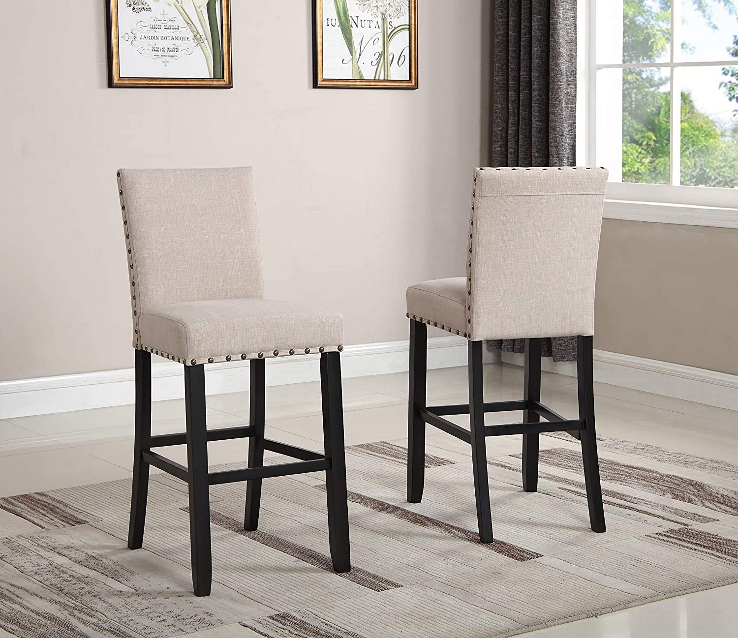 New Classic Furniture Crispin Bar Chair, 2-Pack, Natural