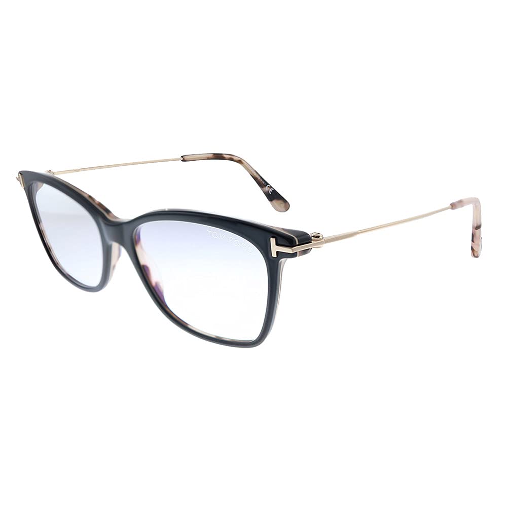 Eyeglasses Tom Ford FT 5712 -B 005 Shiny Vintage Pink Havana/Blue Block Lenses