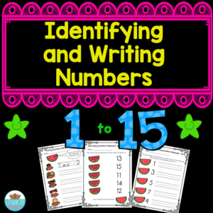 identifying and writing numbers 1- 15 activity pack